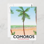 Carte Postale Affiche de vacances des îles Comores. (Devant / Derrière)