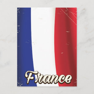 Carte Postale Affiche de vacances du drapeau national de France
