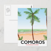 Carte Postale Affiche de vacances pour l'île des Comores. (Devant / Derrière)