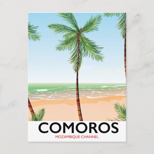 Carte Postale Affiche de vacances pour l'île des Comores. (Devant)