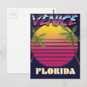 Carte Postale Affiche de vacances rétro à Venice Floride (Devant / Derrière)