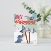 Carte Postale Affiche de vacances retro Ski Vermont (Debout devant)