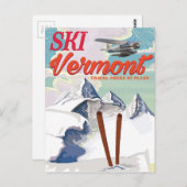 Carte Postale Affiche de vacances retro Ski Vermont (Devant / Derrière)
