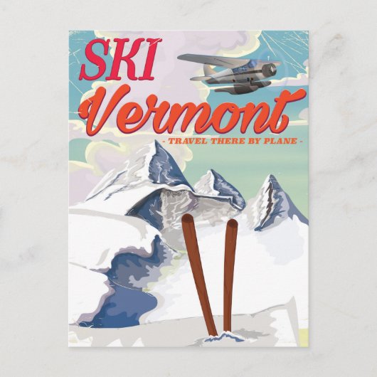 Carte Postale Affiche de vacances retro Ski Vermont (Devant)