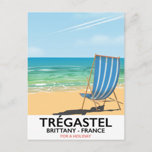 Carte Postale Affiche de vacances sur la plage de Trégastel, Bre
