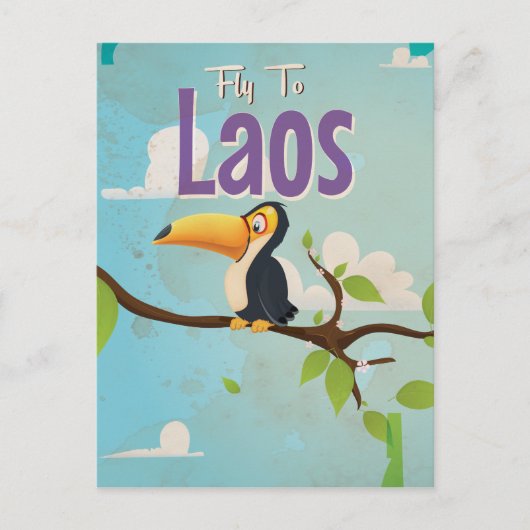 Carte Postale Affiche de vacances vintage Laos (Devant)