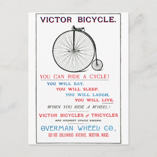 Carte Postale Affiche de vélo 1880 (Devant)