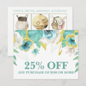 Carte Postale Affiche de vente de promotions marketing florales (Devant / Derrière)