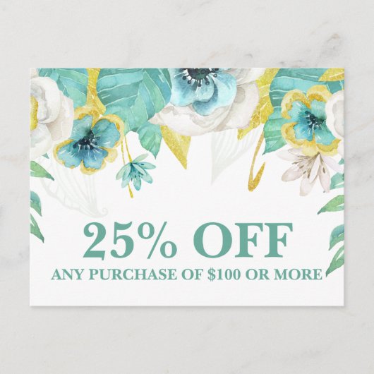 Carte Postale Affiche de vente de promotions marketing florales (Devant)