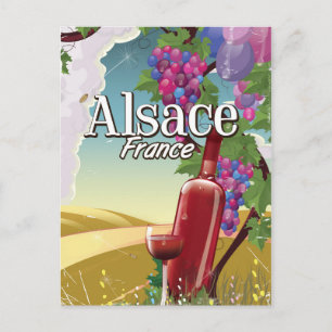 Carte Postale Affiche de vin de l'après-midi paresseux Alsace Fr