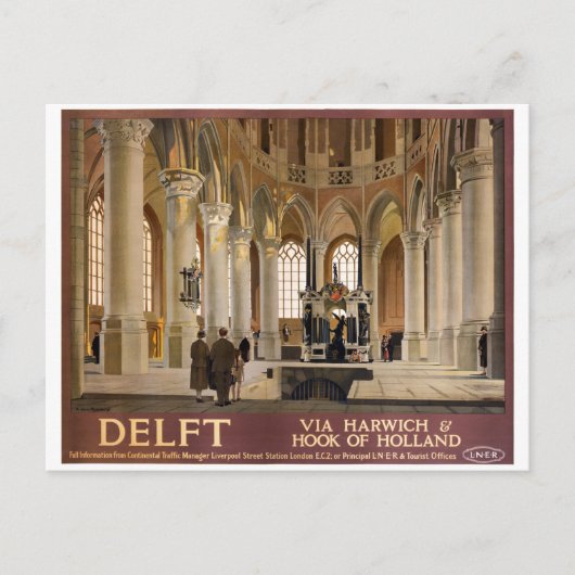 Carte Postale Affiche de Vintage voyage Delft restaurée (Devant)