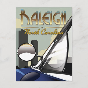 Carte Postale Affiche de voiture ancienne de Raleigh Caroline du