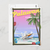 Carte Postale Affiche de vol aux Philippines Palawan (Devant / Derrière)