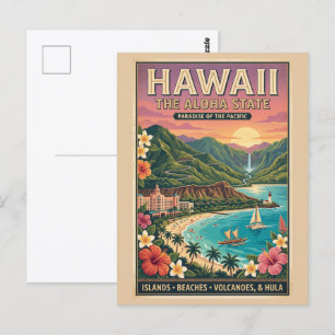 Carte Postale Affiche de voyage à Hawaï - Le paradis de l'État A