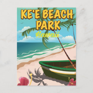 Carte Postale affiche de voyage à Ke'e Beach Park à Hawaii