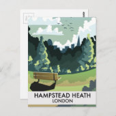 Carte Postale Affiche de voyage à Londres Hampstead Heath. (Devant / Derrière)