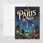 Carte Postale Affiche de voyage à Paris, (Devant / Derrière)