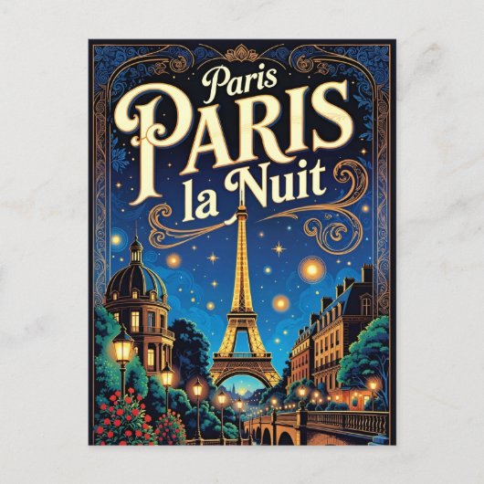 Carte Postale Affiche de voyage à Paris, (Devant)
