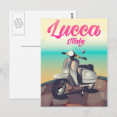 Carte Postale Affiche de voyage à scooter Lucca Italie impressio (Devant / Derrière)