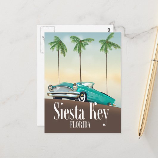 Carte Postale Affiche de voyage à Siesta Key Floride (Devant/Arrière en situation)