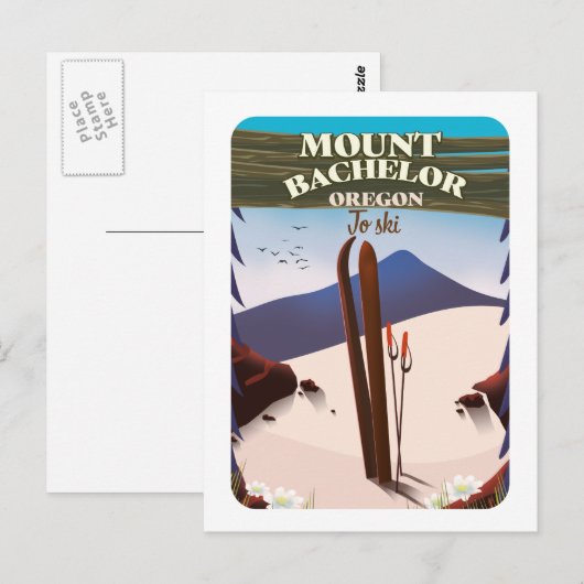 Carte Postale Affiche de voyage à ski Mount Bachelor Oregon (Devant / Derrière)