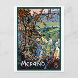 Carte Postale Affiche de voyage ancienne restaurée d'Italie Mera