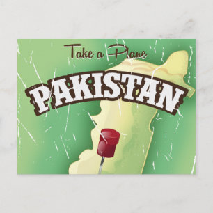 Carte Postale Affiche de voyage au Pakistan en avion
