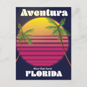 Carte Postale Affiche de voyage Aventura Florida USA 80s