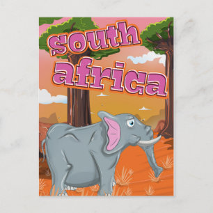 Carte Postale Affiche de voyage caricaturale d'Afrique du Sud