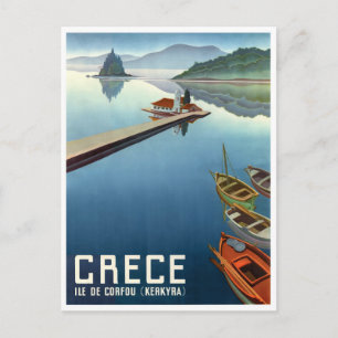Carte Postale Affiche de voyage Corfou Grèce 1949