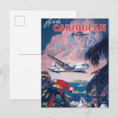 Carte Postale Affiche De Voyage D'Avion De Mer Survolant Les Car (Devant / Derrière)