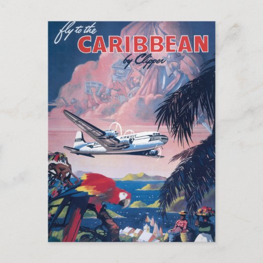 Carte Postale Affiche De Voyage D'Avion De Mer Survolant Les Car (Devant)
