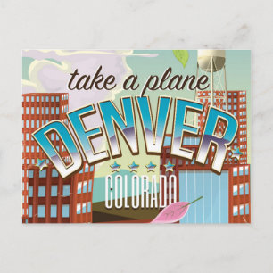 Carte Postale Affiche de voyage de bande dessinée Denver Colorad