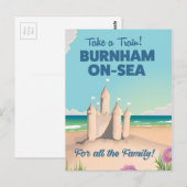 Carte Postale Affiche de voyage de château de sable de BURNHAM-O (Devant / Derrière)