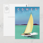 Carte Postale affiche de voyage de cowes île de wight impression (Devant / Derrière)