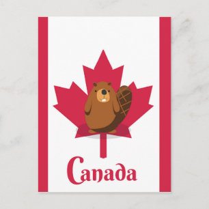 Carte Postale Affiche de voyage de dessin animé de castor canadi