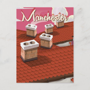 Carte Postale Affiche de voyage de dessin animé de Manchester, A