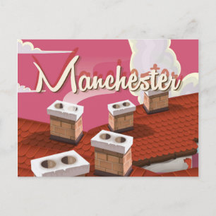 Carte Postale Affiche de voyage de dessin animé de Manchester, A