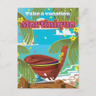 Carte Postale Affiche de voyage de dessin animé de Martinique