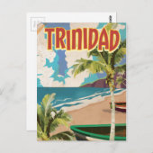 Carte Postale Affiche de voyage de dessin animé de Trinidad (Devant / Derrière)