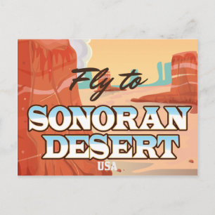 Carte Postale Affiche de voyage de dessin animé du désert de Son