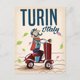 Carte Postale Affiche de voyage de dessin animé vintage de Turin