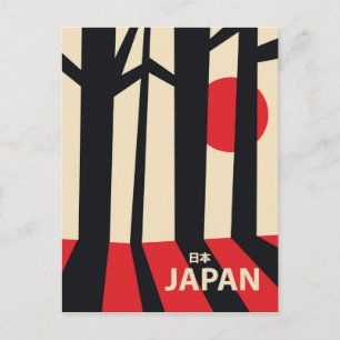 Carte Postale Affiche de voyage de forêt vintage Japon.