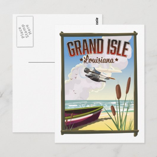 Carte Postale Affiche de voyage de Grand Isle, Louisiane  (Devant / Derrière)