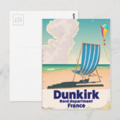 Carte Postale Affiche de voyage de la plage de Dunkerque (Devant / Derrière)