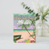 Carte Postale Affiche de voyage de la plage de Mazatlán au Mexiq (Debout devant)