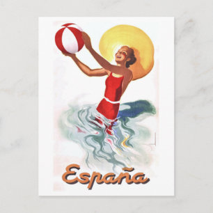Carte Postale Affiche de voyage de la plage d'Espagne 1940