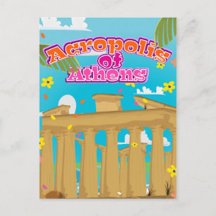 Carte Postale Affiche de voyage de l'Acropole d'Athènes Grèce.