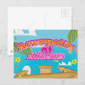 Carte Postale Affiche de voyage de l'Acropole d'Athènes Grèce. (Devant / Derrière)