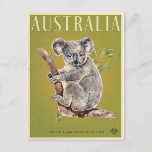Carte Postale Affiche de voyage de l'Australie vintage Koala